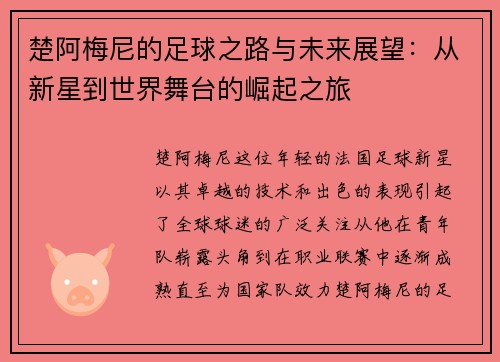 楚阿梅尼的足球之路与未来展望：从新星到世界舞台的崛起之旅